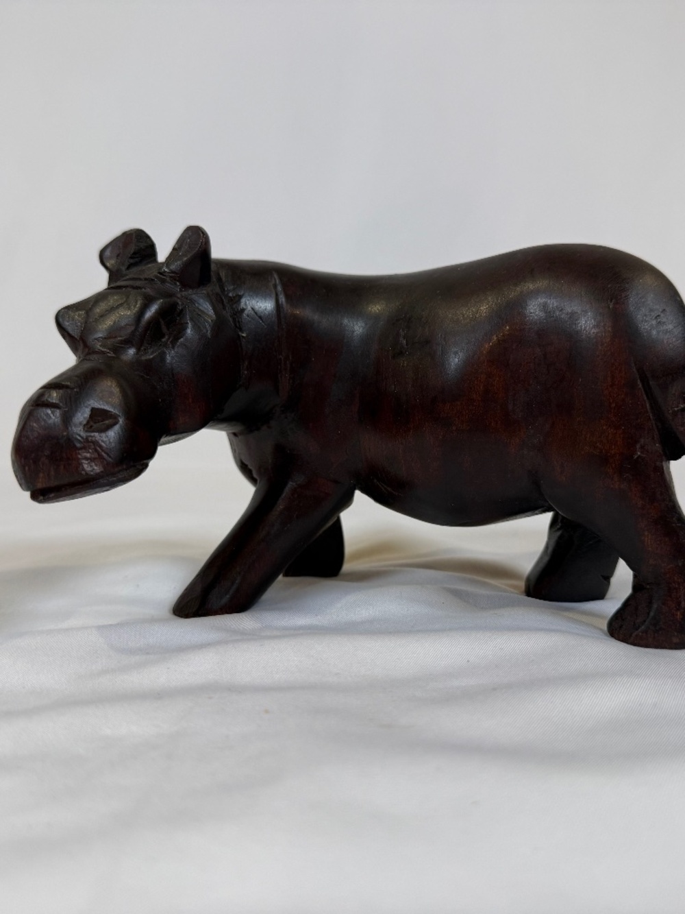 Vintage Ironwood Hippopotamus Hippo Hand Carved Folk Art Sculpture